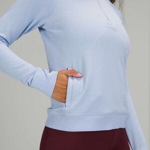 Lululemon Engineered Warmth Half Zip Blue Linen (Sz 6)